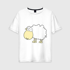 Женская футболка хлопок Oversize с принтом Милая овечка в Белгороде, 100% хлопок | свободный крой, круглый ворот, спущенный рукав, длина до линии бедер
 | 2015 | new year | новый год | овечка | овца