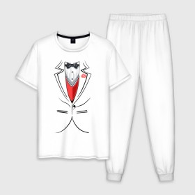 Мужская пижама хлопок с принтом Костюм жениха в Белгороде, 100% хлопок | брюки и футболка прямого кроя, без карманов, на брюках мягкая резинка на поясе и по низу штанин
 | Тематика изображения на принте: бабочка