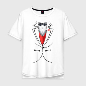 Мужская футболка хлопок Oversize с принтом Костюм жениха в Белгороде, 100% хлопок | свободный крой, круглый ворот, “спинка” длиннее передней части | бабочка