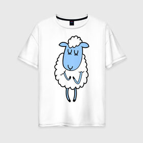 Женская футболка хлопок Oversize с принтом Милая овечка в Белгороде, 100% хлопок | свободный крой, круглый ворот, спущенный рукав, длина до линии бедер
 | 2015 | new year | коза | новый год | овца