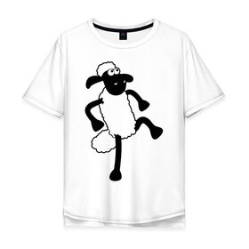 Мужская футболка хлопок Oversize с принтом Овечка танцует в Белгороде, 100% хлопок | свободный крой, круглый ворот, “спинка” длиннее передней части | 2015 | new year | новый год | овечка | овца | символ