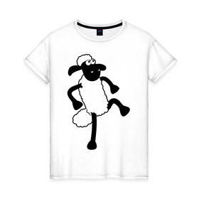 Женская футболка хлопок с принтом Овечка танцует в Белгороде, 100% хлопок | прямой крой, круглый вырез горловины, длина до линии бедер, слегка спущенное плечо | 2015 | new year | новый год | овечка | овца | символ
