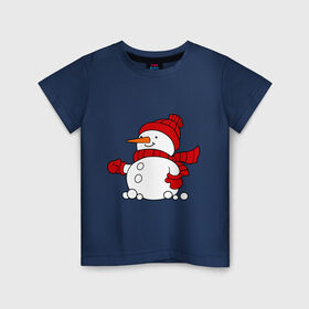 Детская футболка хлопок с принтом Снеговик в Белгороде, 100% хлопок | круглый вырез горловины, полуприлегающий силуэт, длина до линии бедер | 