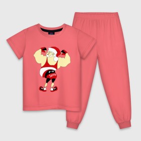 Детская пижама хлопок с принтом Санта бодибилдер в Белгороде, 100% хлопок |  брюки и футболка прямого кроя, без карманов, на брюках мягкая резинка на поясе и по низу штанин
 | 2015 | бодибилдер | культурист | новый год | рождество | санта