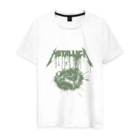 Мужская футболка хлопок с принтом Metallica в Белгороде, 100% хлопок | прямой крой, круглый вырез горловины, длина до линии бедер, слегка спущенное плечо. | металлика