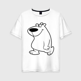 Женская футболка хлопок Oversize с принтом Веселый белый медведь в Белгороде, 100% хлопок | свободный крой, круглый ворот, спущенный рукав, длина до линии бедер
 | new year | белый | медведь | северный полюс