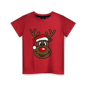 Детская футболка хлопок с принтом Рождественский олень в Белгороде, 100% хлопок | круглый вырез горловины, полуприлегающий силуэт, длина до линии бедер | 2015 | new year | новый год | олень | рождество