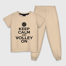 Детская пижама хлопок с принтом Keep calm and volley on в Белгороде, 100% хлопок |  брюки и футболка прямого кроя, без карманов, на брюках мягкая резинка на поясе и по низу штанин
 | волейбол