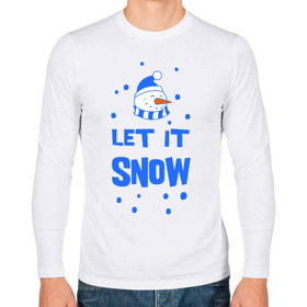 Мужской лонгслив хлопок с принтом Снеговик Let it snow в Белгороде, 100% хлопок |  | cнеговик | let it snow | зима | новый год | снег
