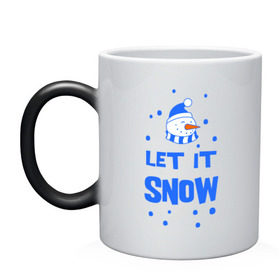 Кружка хамелеон с принтом Снеговик Let it snow в Белгороде, керамика | меняет цвет при нагревании, емкость 330 мл | cнеговик | let it snow | зима | новый год | снег