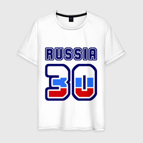 Мужская футболка хлопок с принтом Russia - 30 (Астраханская область) в Белгороде, 100% хлопок | прямой крой, круглый вырез горловины, длина до линии бедер, слегка спущенное плечо. | 30 | russia | россия