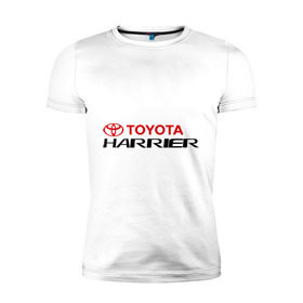 Мужская футболка премиум с принтом Toyota Harrier в Белгороде, 92% хлопок, 8% лайкра | приталенный силуэт, круглый вырез ворота, длина до линии бедра, короткий рукав | Тематика изображения на принте: harrier | toyota | тойота | харриер
