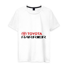 Мужская футболка хлопок с принтом Toyota Harrier в Белгороде, 100% хлопок | прямой крой, круглый вырез горловины, длина до линии бедер, слегка спущенное плечо. | harrier | toyota | тойота | харриер