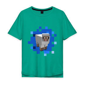Мужская футболка хлопок Oversize с принтом Minecraft sheep в Белгороде, 100% хлопок | свободный крой, круглый ворот, “спинка” длиннее передней части | майнкрафт | овечка