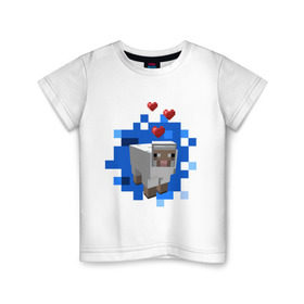 Детская футболка хлопок с принтом Minecraft sheep в Белгороде, 100% хлопок | круглый вырез горловины, полуприлегающий силуэт, длина до линии бедер | 2015 | minecraft | бараны | животные | майнкрафт | овечки | приколы | символ года | ягнята