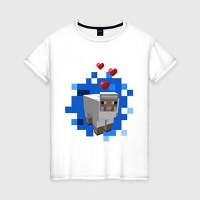 Женская футболка хлопок с принтом Minecraft sheep в Белгороде, 100% хлопок | прямой крой, круглый вырез горловины, длина до линии бедер, слегка спущенное плечо | 2015 | minecraft | бараны | животные | майнкрафт | овечки | приколы | символ года | ягнята