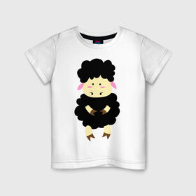 Детская футболка хлопок с принтом Барашек в Белгороде, 100% хлопок | круглый вырез горловины, полуприлегающий силуэт, длина до линии бедер | 2015 | бараны | животные | овечки | приколы | символ года | ягнята
