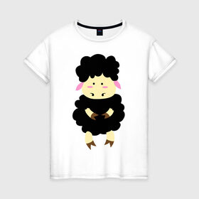 Женская футболка хлопок с принтом Барашек в Белгороде, 100% хлопок | прямой крой, круглый вырез горловины, длина до линии бедер, слегка спущенное плечо | 2015 | бараны | животные | овечки | приколы | символ года | ягнята