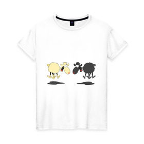 Женская футболка хлопок с принтом Прыгающие овечки в Белгороде, 100% хлопок | прямой крой, круглый вырез горловины, длина до линии бедер, слегка спущенное плечо | 2015 | бараны | животные | овечки | приколы | символ года | ягнята