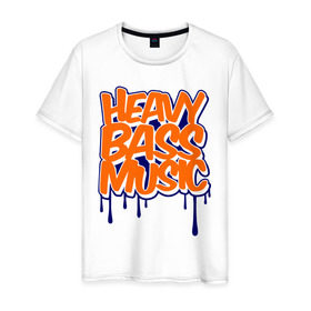 Мужская футболка хлопок с принтом Heavy bass music в Белгороде, 100% хлопок | прямой крой, круглый вырез горловины, длина до линии бедер, слегка спущенное плечо. | 
