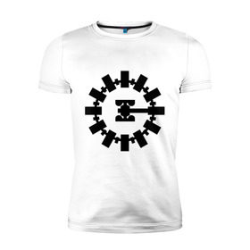 Мужская футболка премиум с принтом Interstellar в Белгороде, 92% хлопок, 8% лайкра | приталенный силуэт, круглый вырез ворота, длина до линии бедра, короткий рукав | interstellar | интерстеллар | космонавт | космос | эмблема