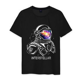 Мужская футболка хлопок с принтом Космонавт в Белгороде, 100% хлопок | прямой крой, круглый вырез горловины, длина до линии бедер, слегка спущенное плечо. | interstellar | интерстеллар | космонавт | космос