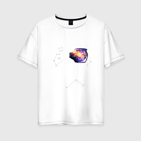 Женская футболка хлопок Oversize с принтом Космонавт в Белгороде, 100% хлопок | свободный крой, круглый ворот, спущенный рукав, длина до линии бедер
 | interstellar | интерстеллар | космонавт | космос