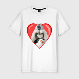 Мужская футболка премиум с принтом Пингвины Мадагаскара в Белгороде, 92% хлопок, 8% лайкра | приталенный силуэт, круглый вырез ворота, длина до линии бедра, короткий рукав | Тематика изображения на принте: мадагаскар | медведь | мультик | пингвины