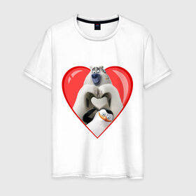 Мужская футболка хлопок с принтом Пингвины Мадагаскара в Белгороде, 100% хлопок | прямой крой, круглый вырез горловины, длина до линии бедер, слегка спущенное плечо. | Тематика изображения на принте: мадагаскар | медведь | мультик | пингвины