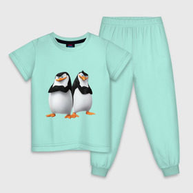 Детская пижама хлопок с принтом Пингвины Мадагаскара в Белгороде, 100% хлопок |  брюки и футболка прямого кроя, без карманов, на брюках мягкая резинка на поясе и по низу штанин
 | мадагаскар | мультик | пингвины