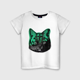 Детская футболка хлопок с принтом Кот свэг в Белгороде, 100% хлопок | круглый вырез горловины, полуприлегающий силуэт, длина до линии бедер | город | горы | двойная экспозиция | животные | кот | лес | пейзаж | силуэт