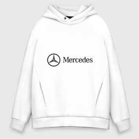 Мужское худи Oversize хлопок с принтом Mercedes Logo в Белгороде, френч-терри — 70% хлопок, 30% полиэстер. Мягкий теплый начес внутри —100% хлопок | боковые карманы, эластичные манжеты и нижняя кромка, капюшон на магнитной кнопке | logo | mercedes