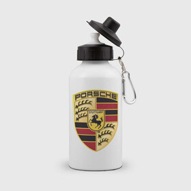 Бутылка спортивная с принтом Porsche в Белгороде, металл | емкость — 500 мл, в комплекте две пластиковые крышки и карабин для крепления | porsche