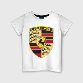 Детская футболка хлопок с принтом Porsche в Белгороде, 100% хлопок | круглый вырез горловины, полуприлегающий силуэт, длина до линии бедер | porsche