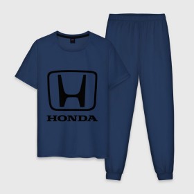 Мужская пижама хлопок с принтом Honda logo в Белгороде, 100% хлопок | брюки и футболка прямого кроя, без карманов, на брюках мягкая резинка на поясе и по низу штанин
 | honda | logo | motor | лого | хонда