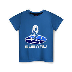 Детская футболка хлопок с принтом Subaru в Белгороде, 100% хлопок | круглый вырез горловины, полуприлегающий силуэт, длина до линии бедер | Тематика изображения на принте: subaru | субару