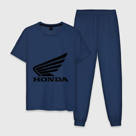 Мужская пижама хлопок с принтом Honda Motor в Белгороде, 100% хлопок | брюки и футболка прямого кроя, без карманов, на брюках мягкая резинка на поясе и по низу штанин
 | honda | motor | хонда