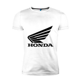 Мужская футболка премиум с принтом Honda Motor в Белгороде, 92% хлопок, 8% лайкра | приталенный силуэт, круглый вырез ворота, длина до линии бедра, короткий рукав | Тематика изображения на принте: honda | motor | хонда