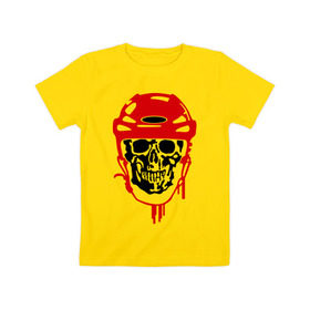Детская футболка хлопок с принтом Мертвый хоккеист в Белгороде, 100% хлопок | круглый вырез горловины, полуприлегающий силуэт, длина до линии бедер | Тематика изображения на принте: скелет