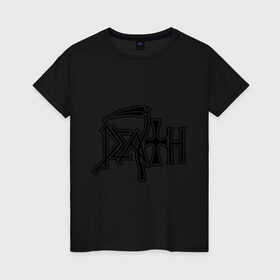 Женская футболка хлопок с принтом Death (смерть) в Белгороде, 100% хлопок | прямой крой, круглый вырез горловины, длина до линии бедер, слегка спущенное плечо | death | коса