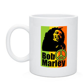 Кружка с принтом Bob Marley в Белгороде, керамика | объем — 330 мл, диаметр — 80 мм. Принт наносится на бока кружки, можно сделать два разных изображения | bob marley | боб марли