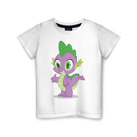 Детская футболка хлопок с принтом Дракон Спайк в Белгороде, 100% хлопок | круглый вырез горловины, полуприлегающий силуэт, длина до линии бедер | my little pony | дракон | мой маленький пони | пони | спайк