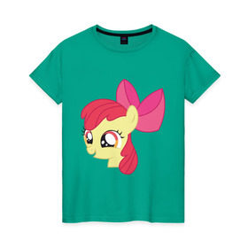 Женская футболка хлопок с принтом Пони Эппл Блум в Белгороде, 100% хлопок | прямой крой, круглый вырез горловины, длина до линии бедер, слегка спущенное плечо | my little pony | блум | мой маленький пони | пони | эппл блум