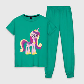 Женская пижама хлопок с принтом Принцесса Каденс в Белгороде, 100% хлопок | брюки и футболка прямого кроя, без карманов, на брюках мягкая резинка на поясе и по низу штанин | my little pony | каденс | мой маленький пони | пони