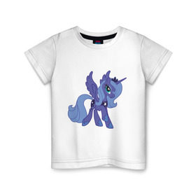 Детская футболка хлопок с принтом Принцесса Луна в Белгороде, 100% хлопок | круглый вырез горловины, полуприлегающий силуэт, длина до линии бедер | my little pony | луна | мой маленький пони | пони