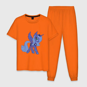 Мужская пижама хлопок с принтом Принцесса Луна в Белгороде, 100% хлопок | брюки и футболка прямого кроя, без карманов, на брюках мягкая резинка на поясе и по низу штанин
 | my little pony | луна | мой маленький пони | пони