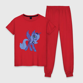Женская пижама хлопок с принтом Принцесса Луна в Белгороде, 100% хлопок | брюки и футболка прямого кроя, без карманов, на брюках мягкая резинка на поясе и по низу штанин | my little pony | луна | мой маленький пони | пони