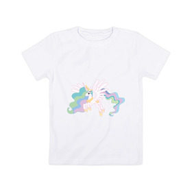 Детская футболка хлопок с принтом Принцесса Селестия в Белгороде, 100% хлопок | круглый вырез горловины, полуприлегающий силуэт, длина до линии бедер | my little pony | мой маленький пони | пони | селестия