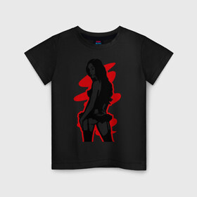 Детская футболка хлопок с принтом Пин-ап девушка в Белгороде, 100% хлопок | круглый вырез горловины, полуприлегающий силуэт, длина до линии бедер | Тематика изображения на принте: pin up | девушка | пин ап