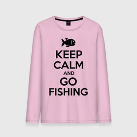 Мужской лонгслив хлопок с принтом Keep calm and go fishing в Белгороде, 100% хлопок |  | fishing | keep calm | рыбак | рыбалка | рыбачить | сохраняй спокойствие